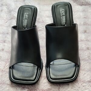 Cape Robbin ANDER Black Square Toe Mule 3" Heels Slip-On Slide Sandals Size 10